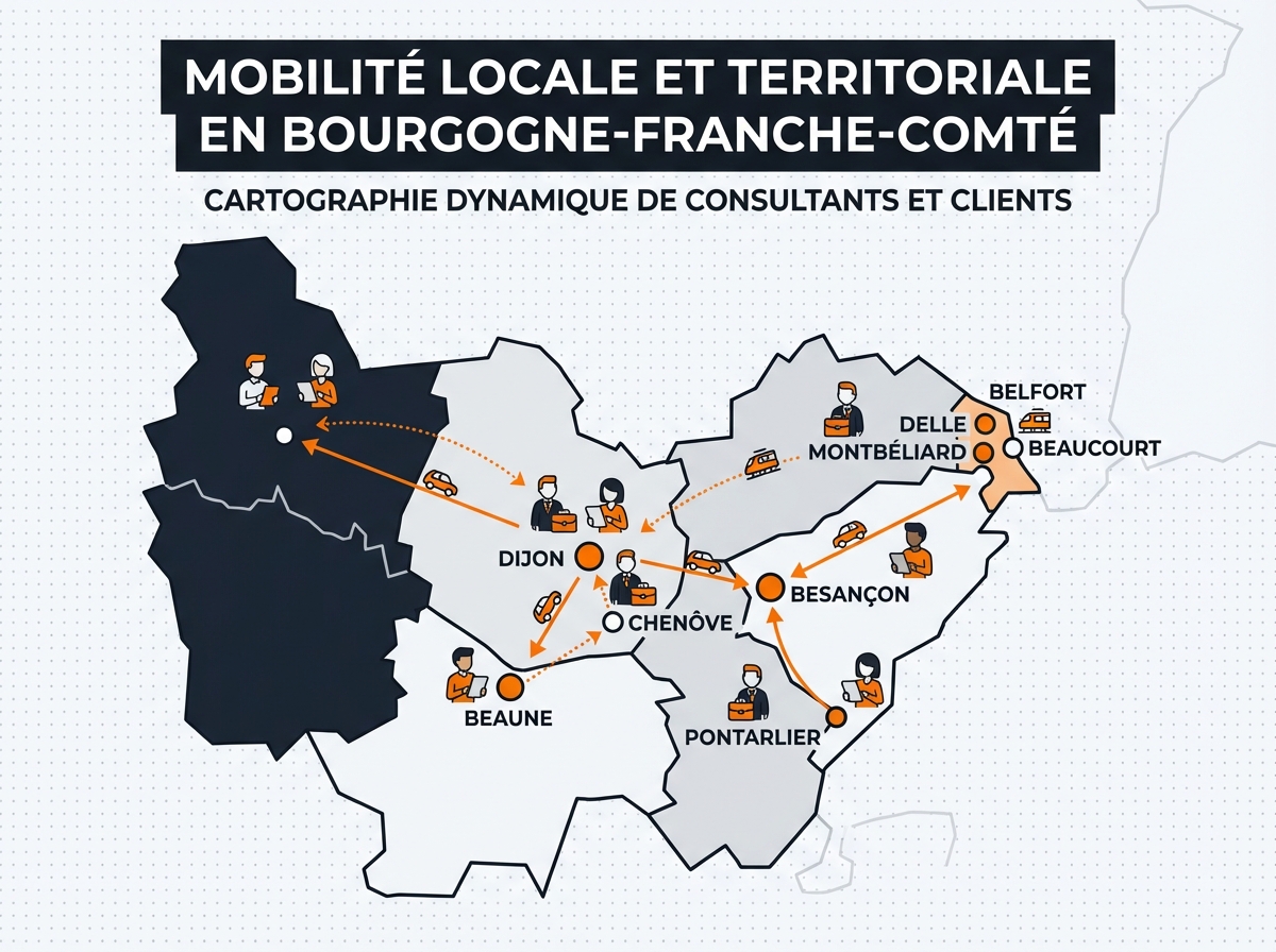 Zones d'intervention consultant Google Workspace - Doubs, Côte-d'Or, Territoire de Belfort